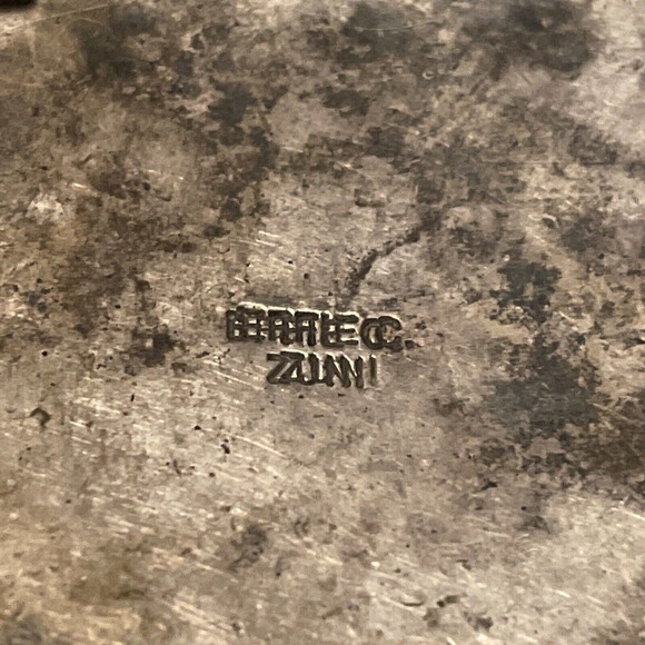 Rare Vintage Effie C Calavaza Turquoise and Coral Sterling Belt Buckle - Picture 12 of 14